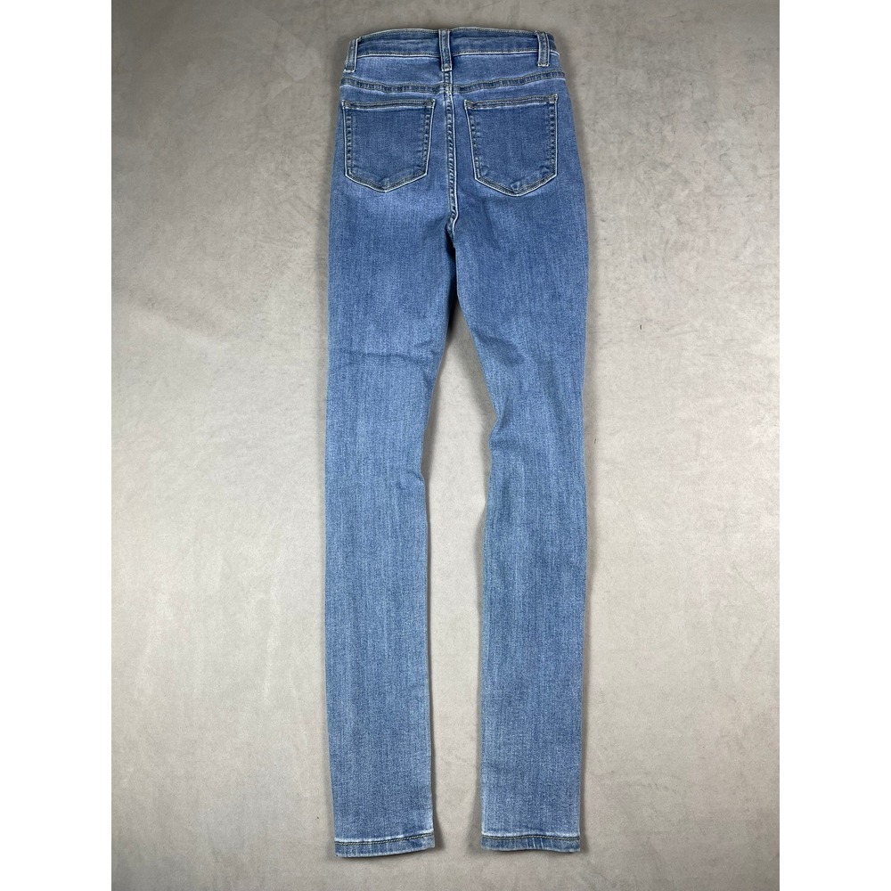PrettyLittleThing High Waisted Ripped Knee Skinny‎ Jeans Blue Medium Wash US 0 - Picture 4 of 5